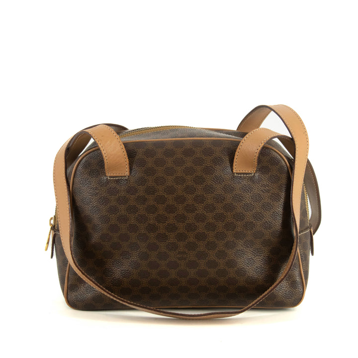 Celine Macadam Brown PVC x Leather Shoulder Bag #4686