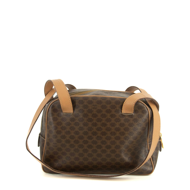 Celine Macadam Brown PVC x Leather Shoulder Bag #4686