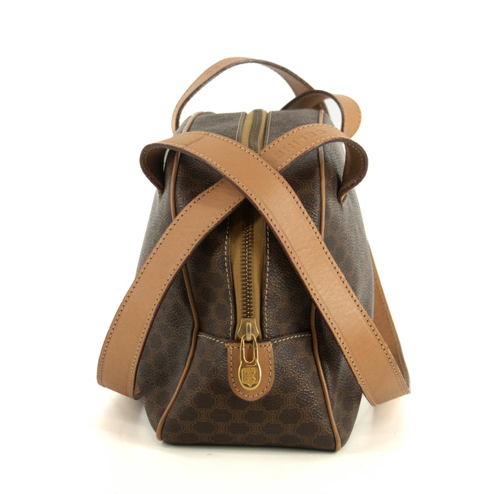 Celine Macadam Brown PVC x Leather Shoulder Bag #4686