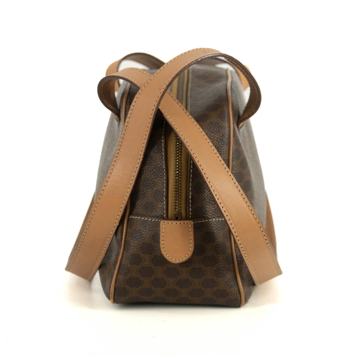 Celine Macadam Brown PVC x Leather Shoulder Bag #4686