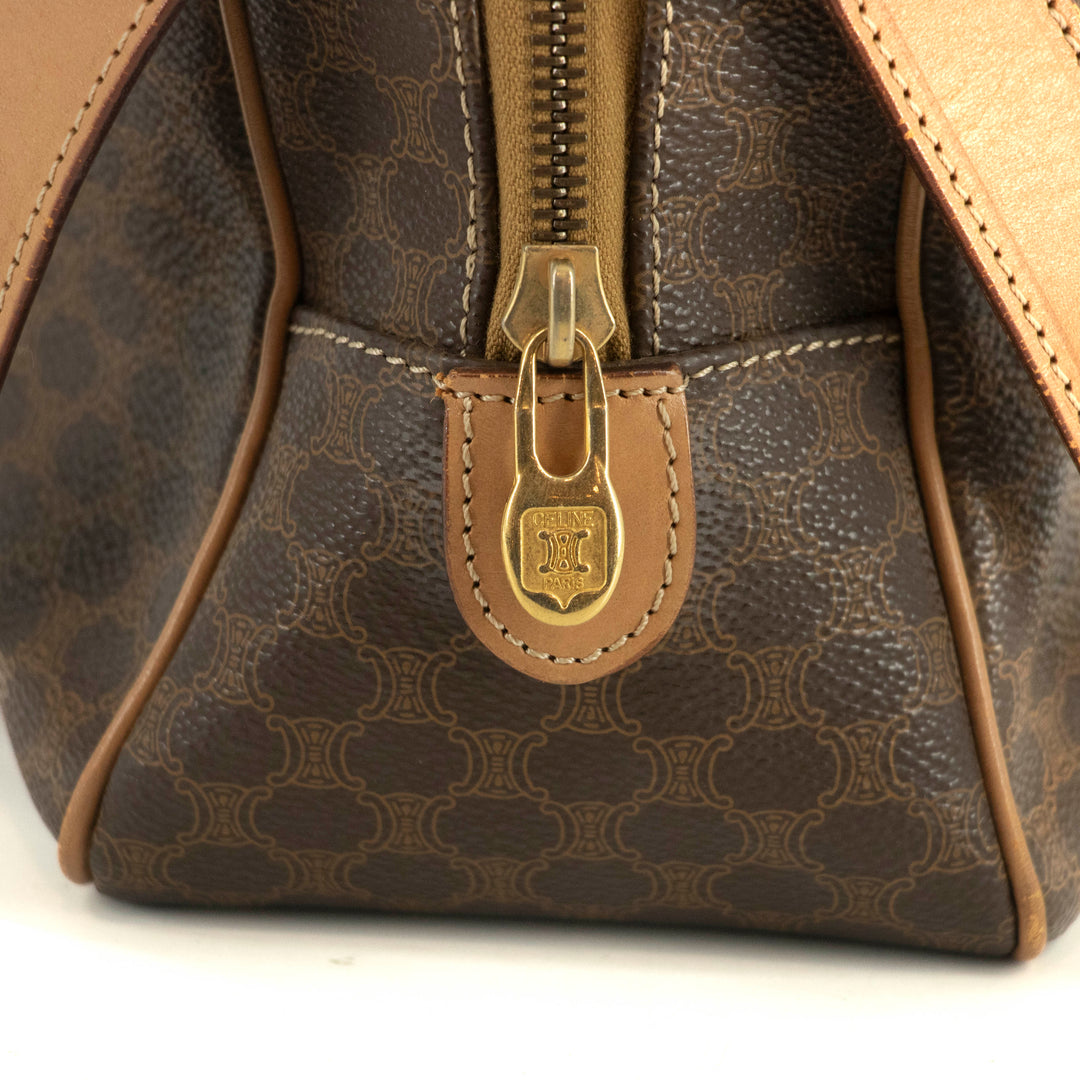 Celine Macadam Brown PVC x Leather Shoulder Bag #4686