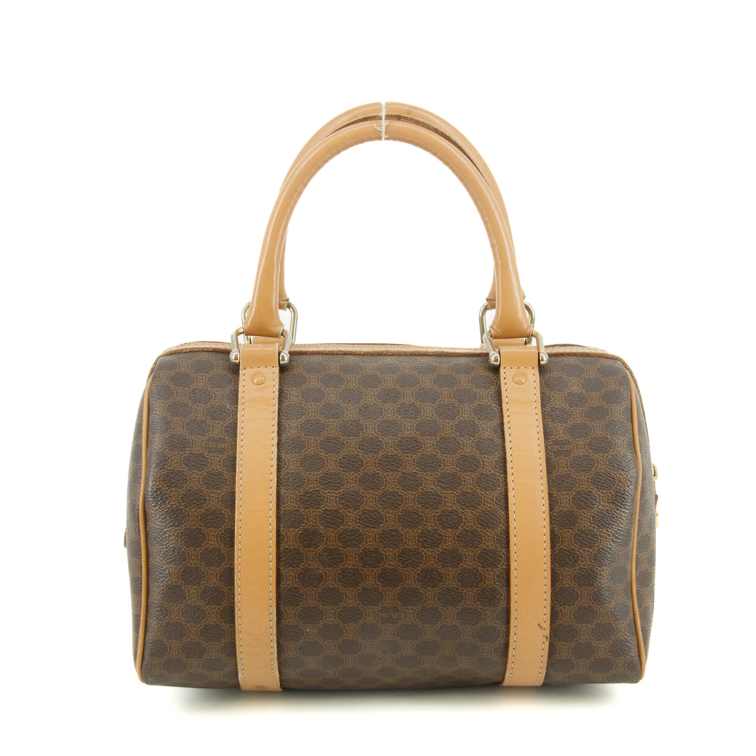 Celine Macadam Brown PVC x Leather Mini Boston Bag #4687