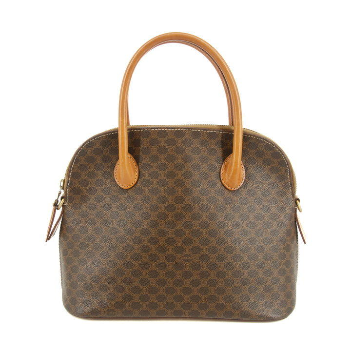 Celine Macadam Brown PVC x Leather Top Handle Tote Bag #4706