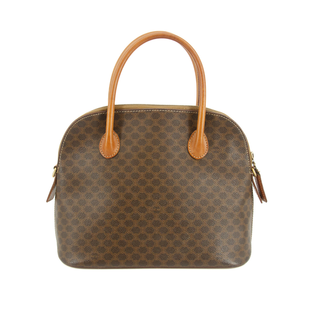 Celine Macadam Brown PVC x Leather Top Handle Tote Bag #4706
