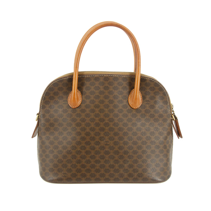 Celine Macadam Brown PVC x Leather Top Handle Tote Bag #4706