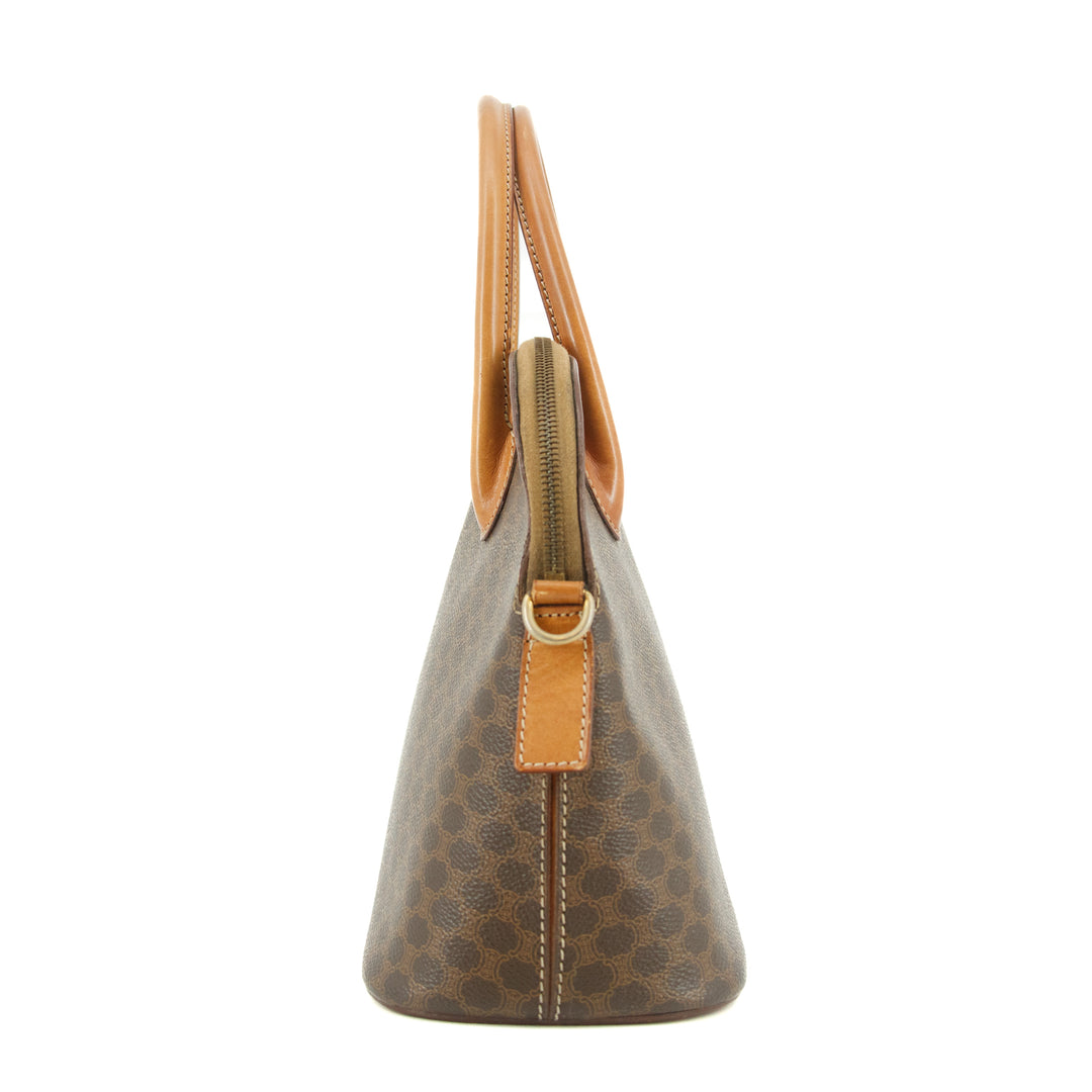 Celine Macadam Brown PVC x Leather Top Handle Tote Bag #4706