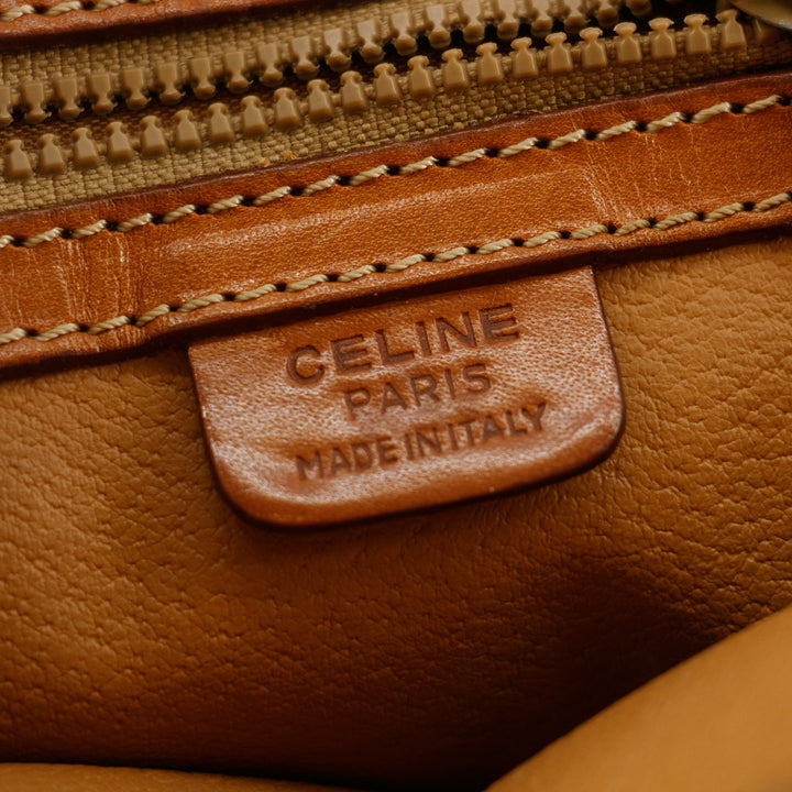 Celine Macadam Brown PVC x Leather Top Handle Tote Bag #4706