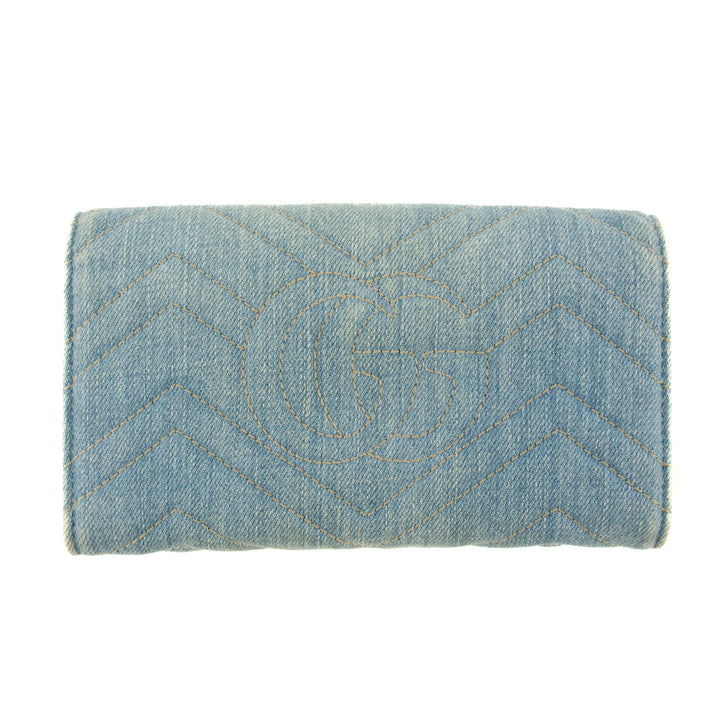 Gucci Denim Blue Marmont Continental Long Wallet #4717