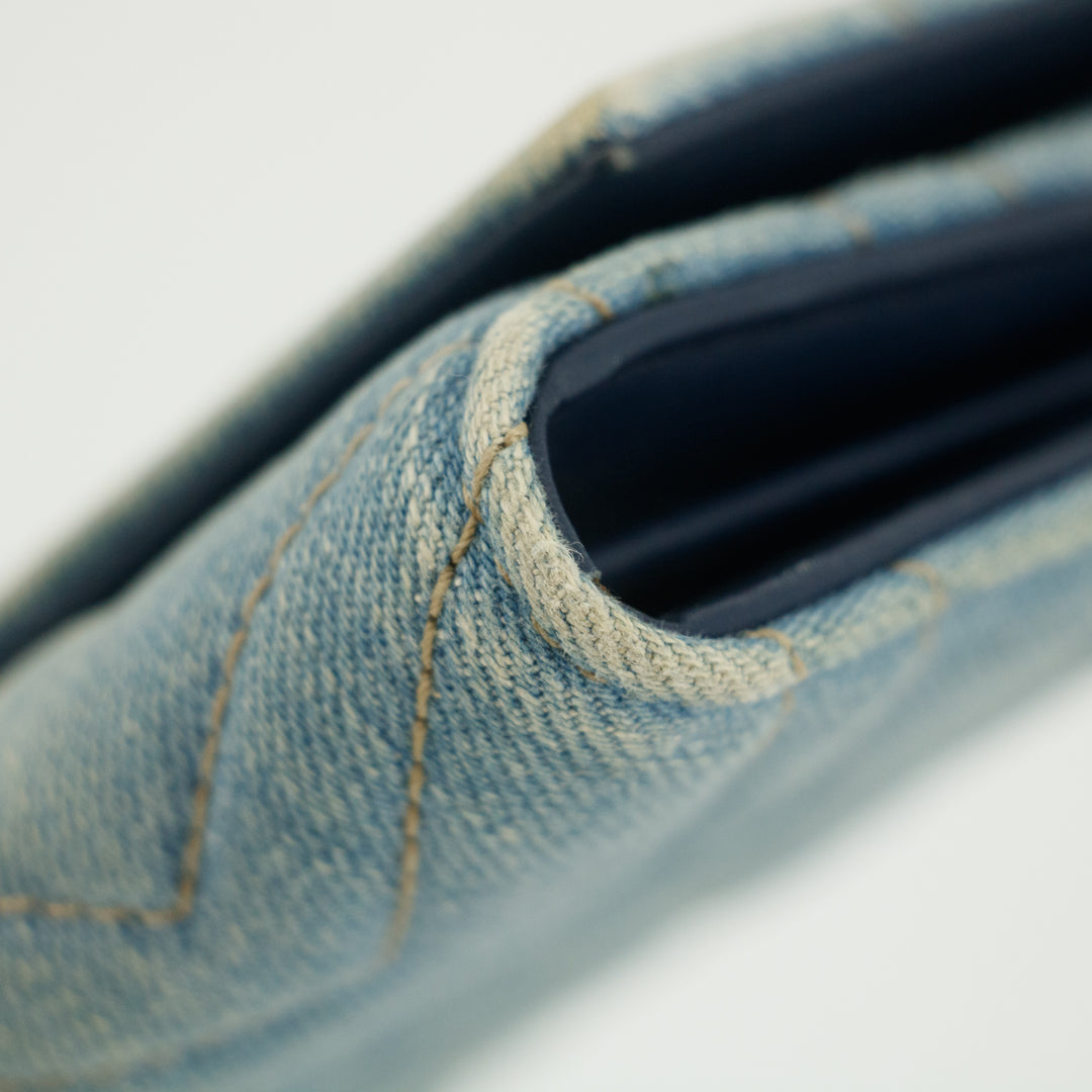 Gucci Denim Blue Marmont Continental Long Wallet #4717