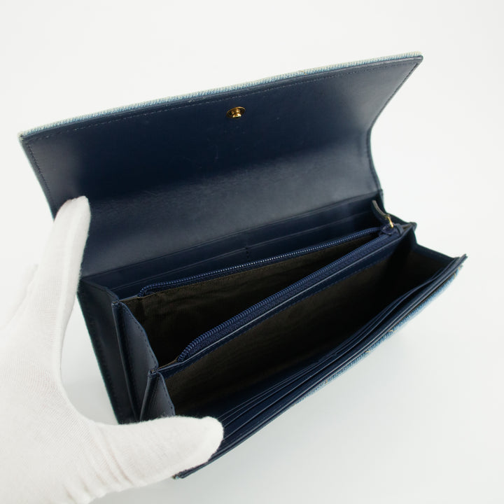 Gucci Denim Blue Marmont Continental Long Wallet #4717