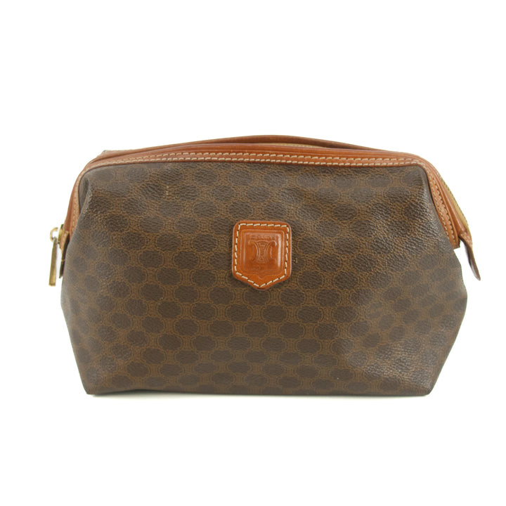 Celine Macadam Brown PVC x Leather Pouch Bag #4723