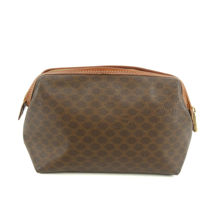 Celine Macadam Brown PVC x Leather Pouch Bag #4723