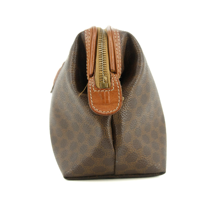 Celine Macadam Brown PVC x Leather Pouch Bag #4723