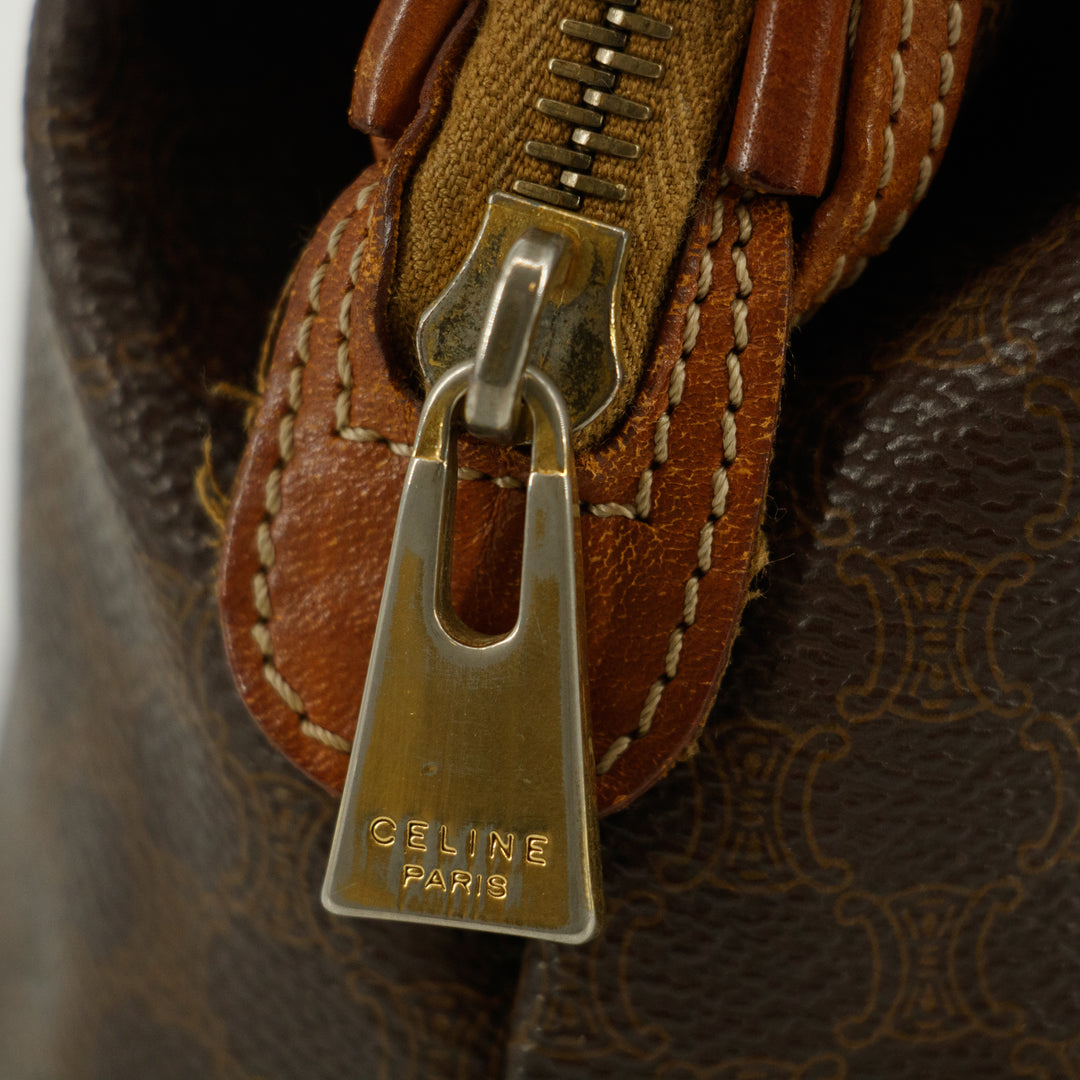Celine Macadam Brown PVC x Leather Pouch Bag #4723