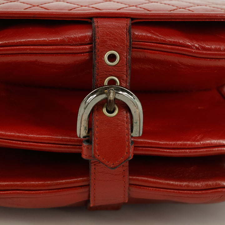 Saint Laurent YSL Red Quilted Flap Shoulder Bag #5017