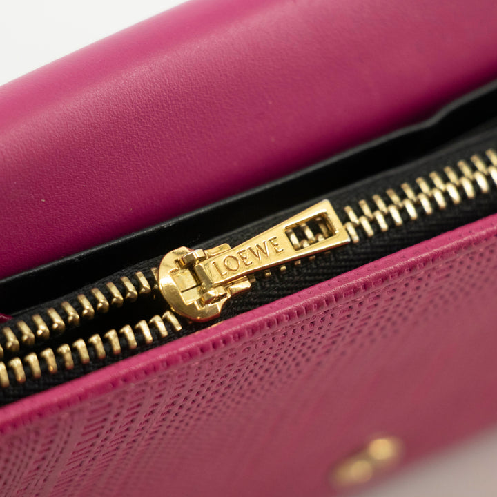 Loewe Anagram Pink Leather Bifold Long Wallet #5147