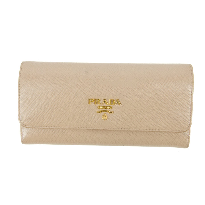Prada Saffiano Leather Beige Long Wallet #5151