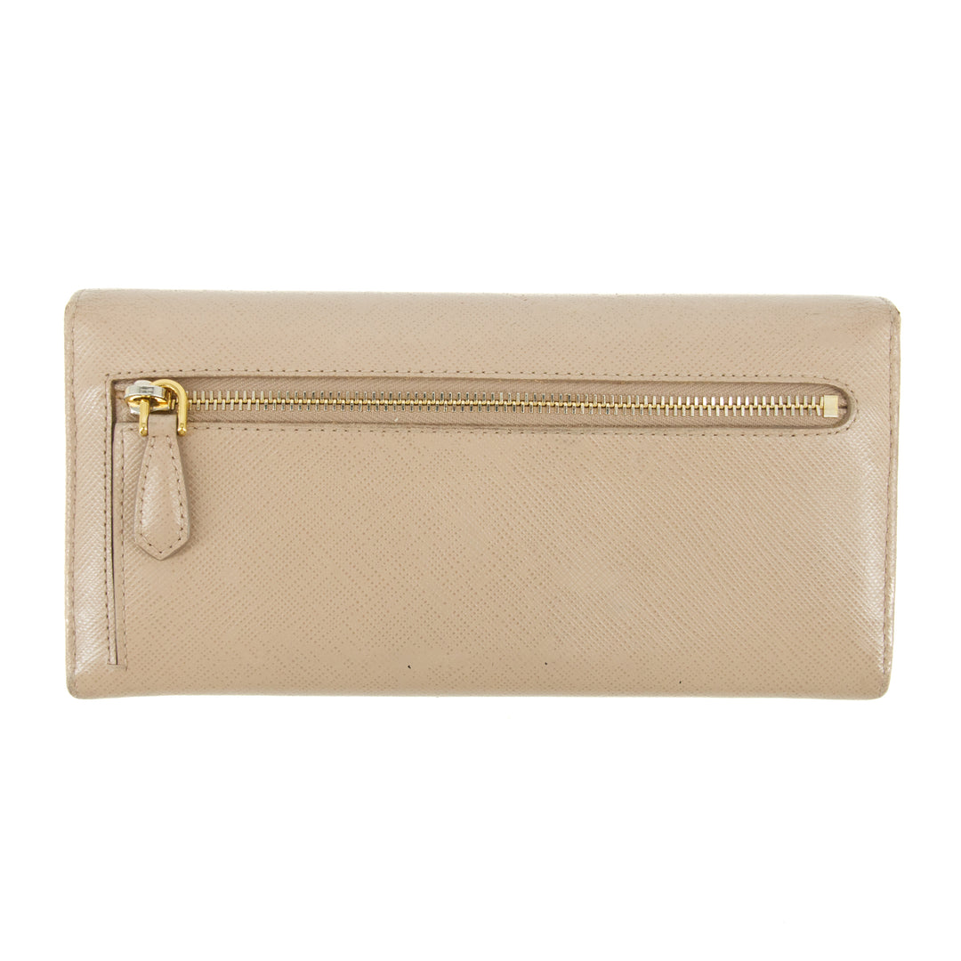 Prada Saffiano Leather Beige Long Wallet #5151