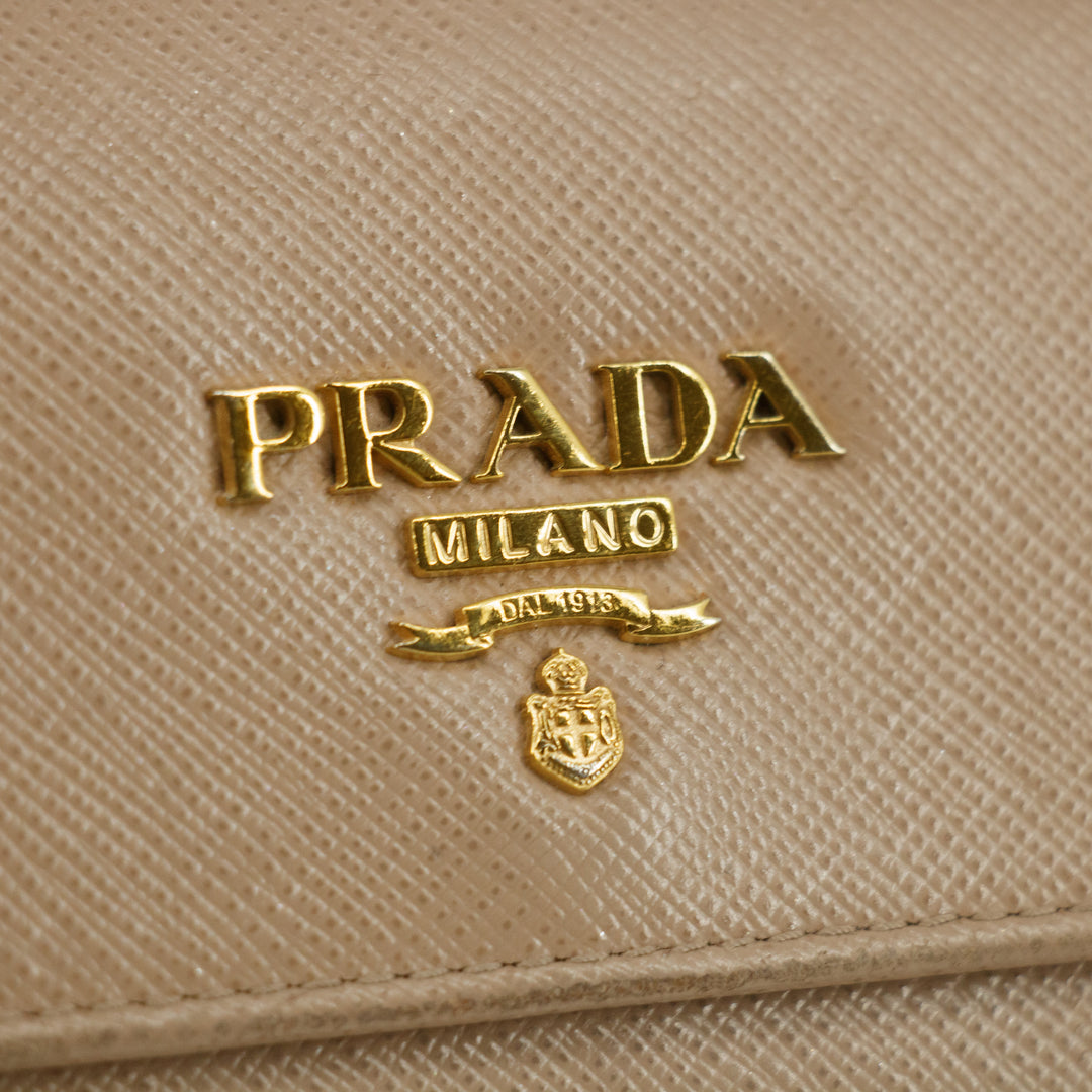 Prada Saffiano Leather Beige Long Wallet #5151