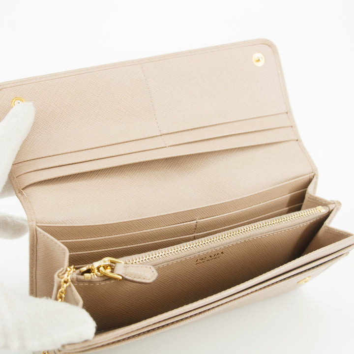 Prada Saffiano Leather Beige Long Wallet #5151
