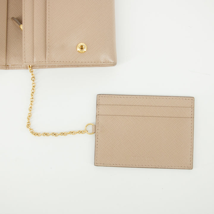Prada Saffiano Leather Beige Long Wallet #5151