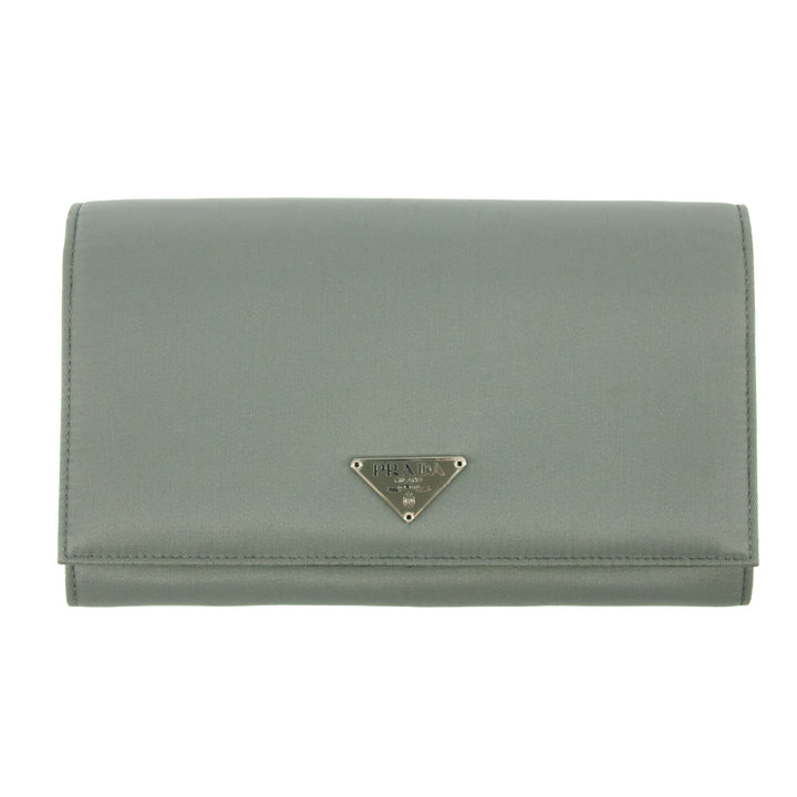 Prada Grey Nylon Triangular Logo Long Wallet #5162