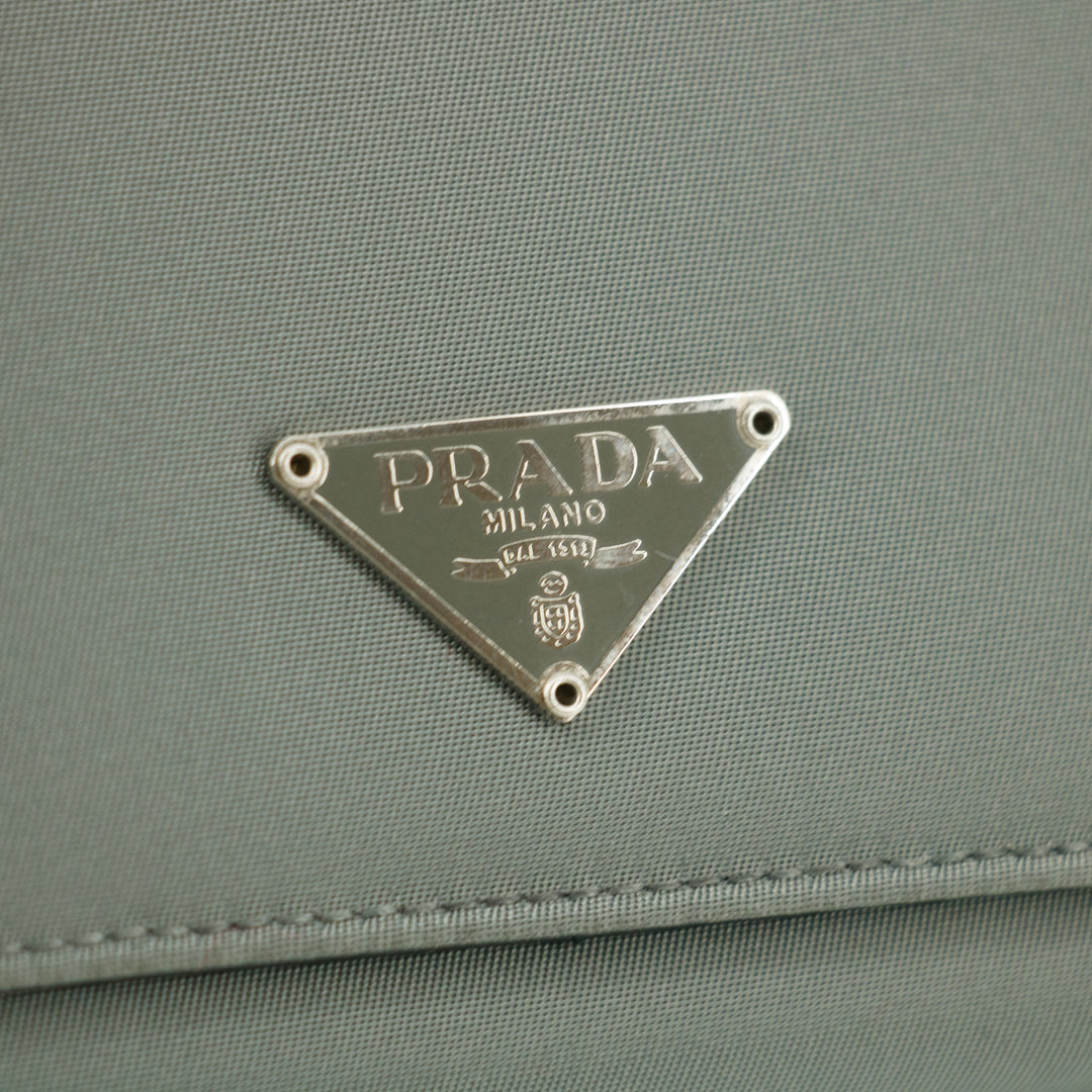 Prada Grey Nylon Triangular Logo Long Wallet #5162
