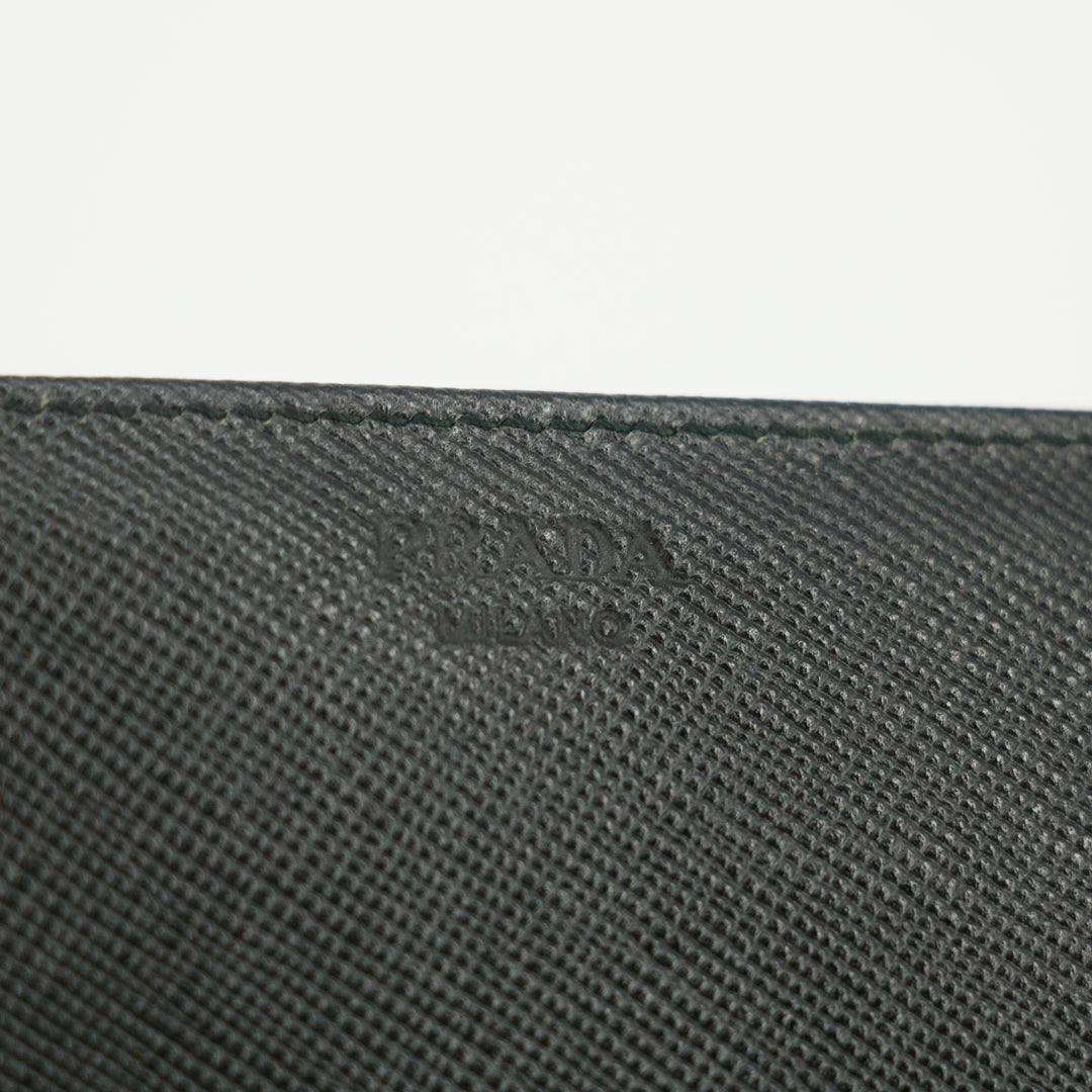 Prada Grey Nylon Triangular Logo Long Wallet #5162