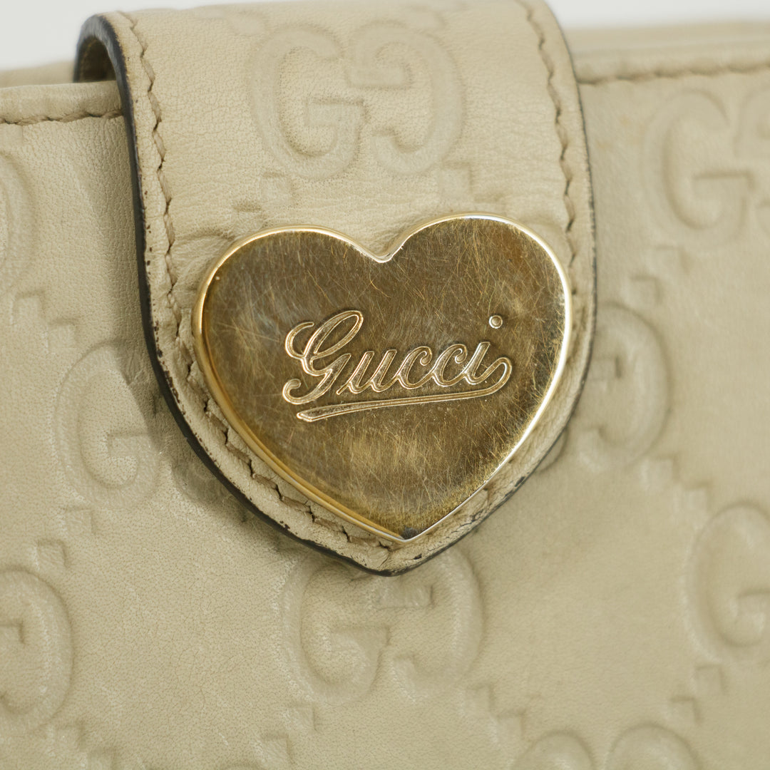 Gucci Guccissima White Heart Continental Long Wallet #5172