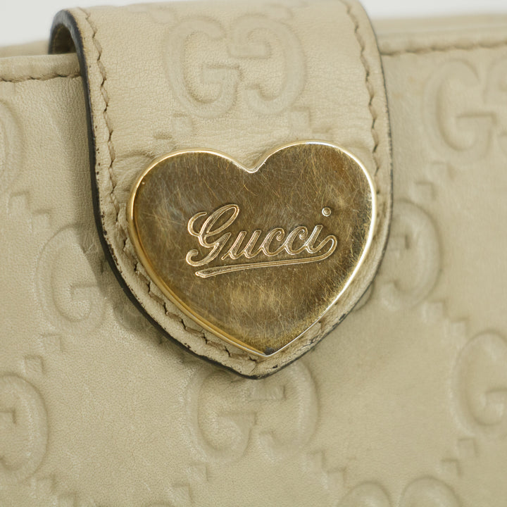 Gucci Guccissima White Heart Continental Long Wallet #5172