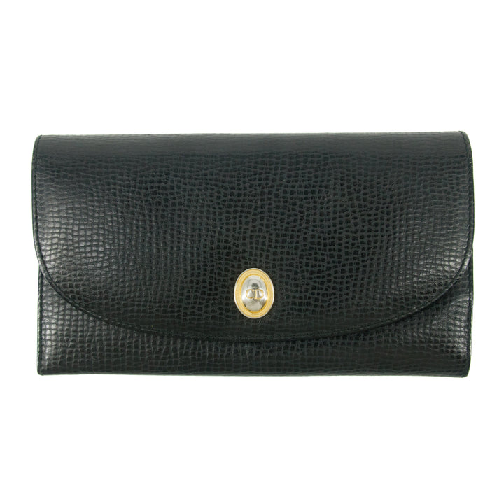 Christian Dior Black Leather Long Wallet #5175