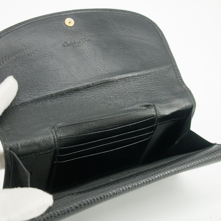 Christian Dior Black Leather Long Wallet #5175