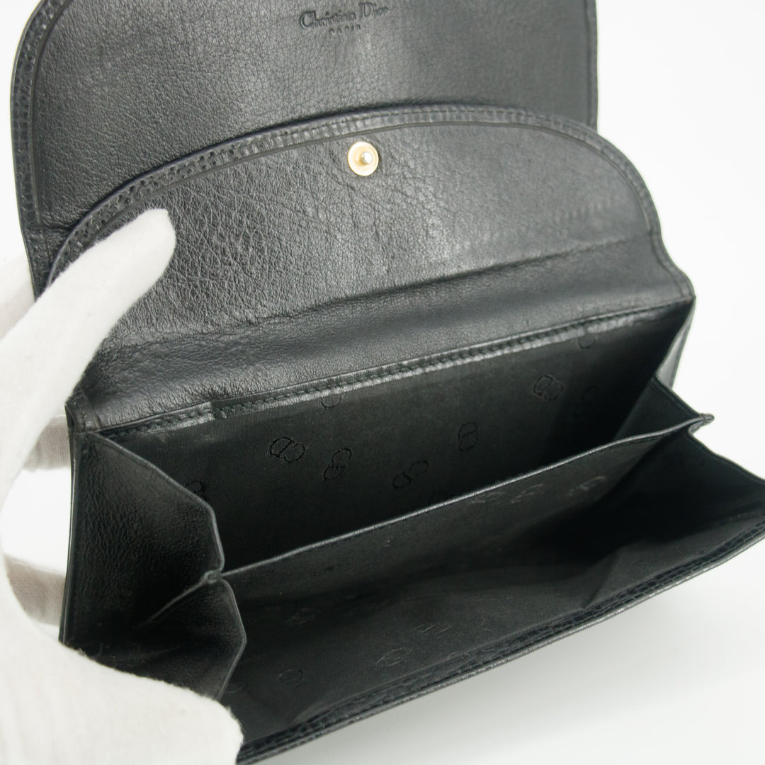 Christian Dior Black Leather Long Wallet #5175
