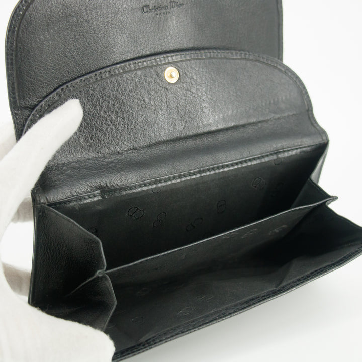 Christian Dior Black Leather Long Wallet #5175