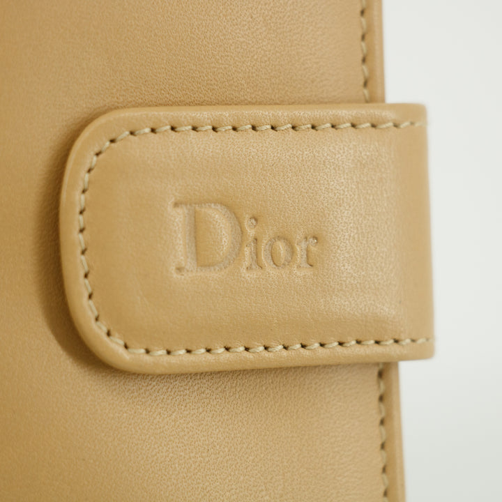 Christan Dior Biege Leather Compact Wallet #5177