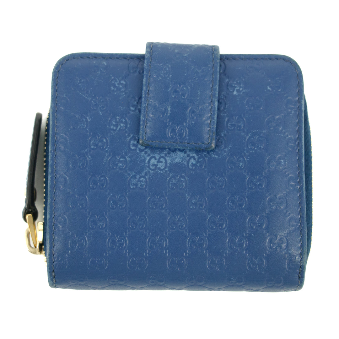 Gucci Micro Guccissima Blue Zip Around Compact Wallet #5188