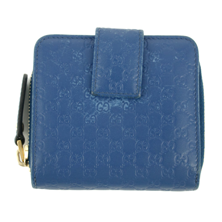 Gucci Micro Guccissima Blue Zip Around Compact Wallet #5188