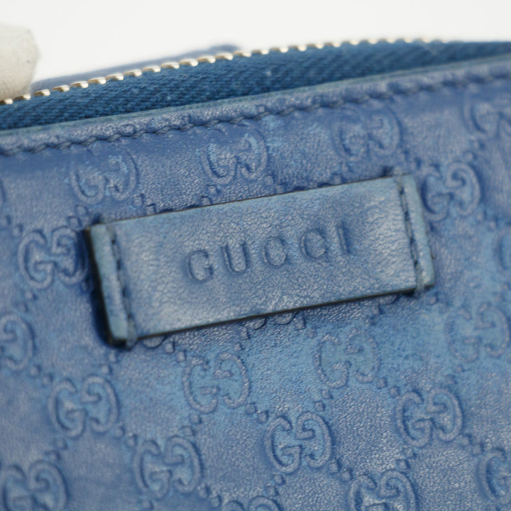 Gucci Micro Guccissima Blue Zip Around Compact Wallet #5188