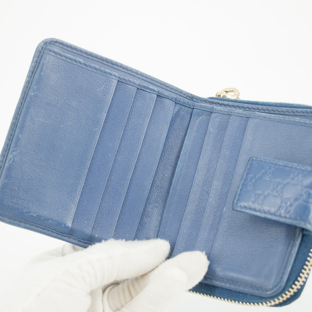 Gucci Micro Guccissima Blue Zip Around Compact Wallet #5188