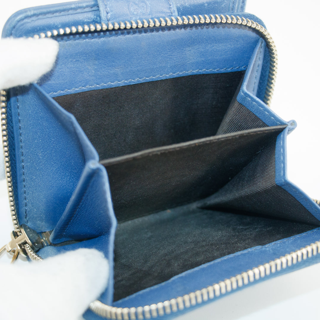 Gucci Micro Guccissima Blue Zip Around Compact Wallet #5188