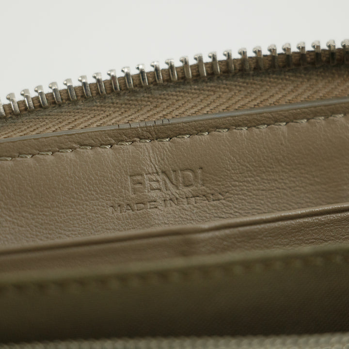 Fendi Grey Leather Zip Around Long Wallet #5189
