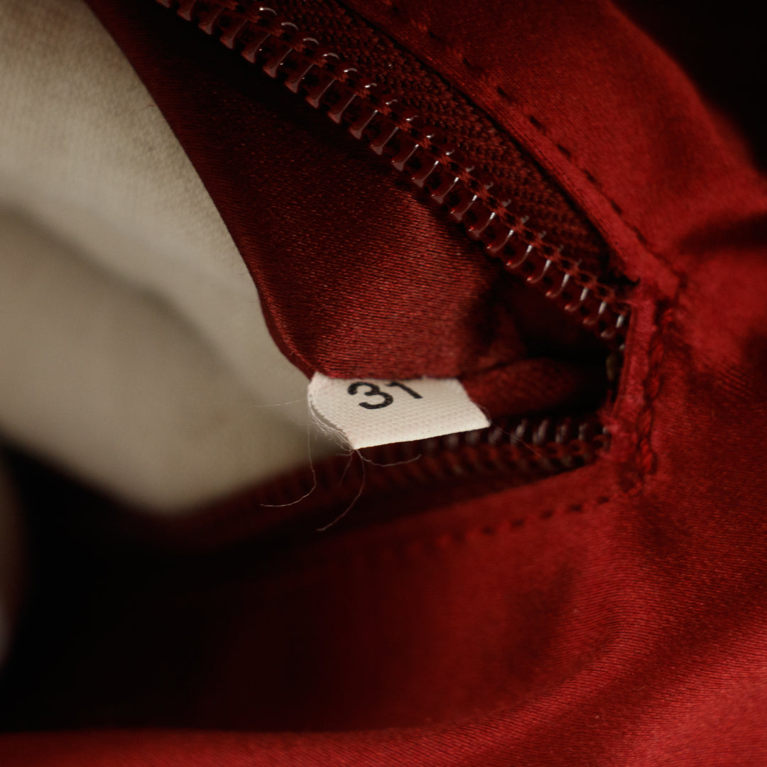 Prada Red Leather x Beige Canvas Shoulder Bag #5242