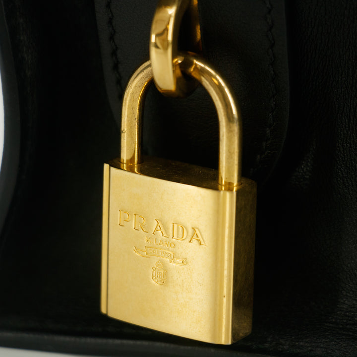 Prada City Calf Saffiano Esplanade Crossbody Bag Black Rosso #5269