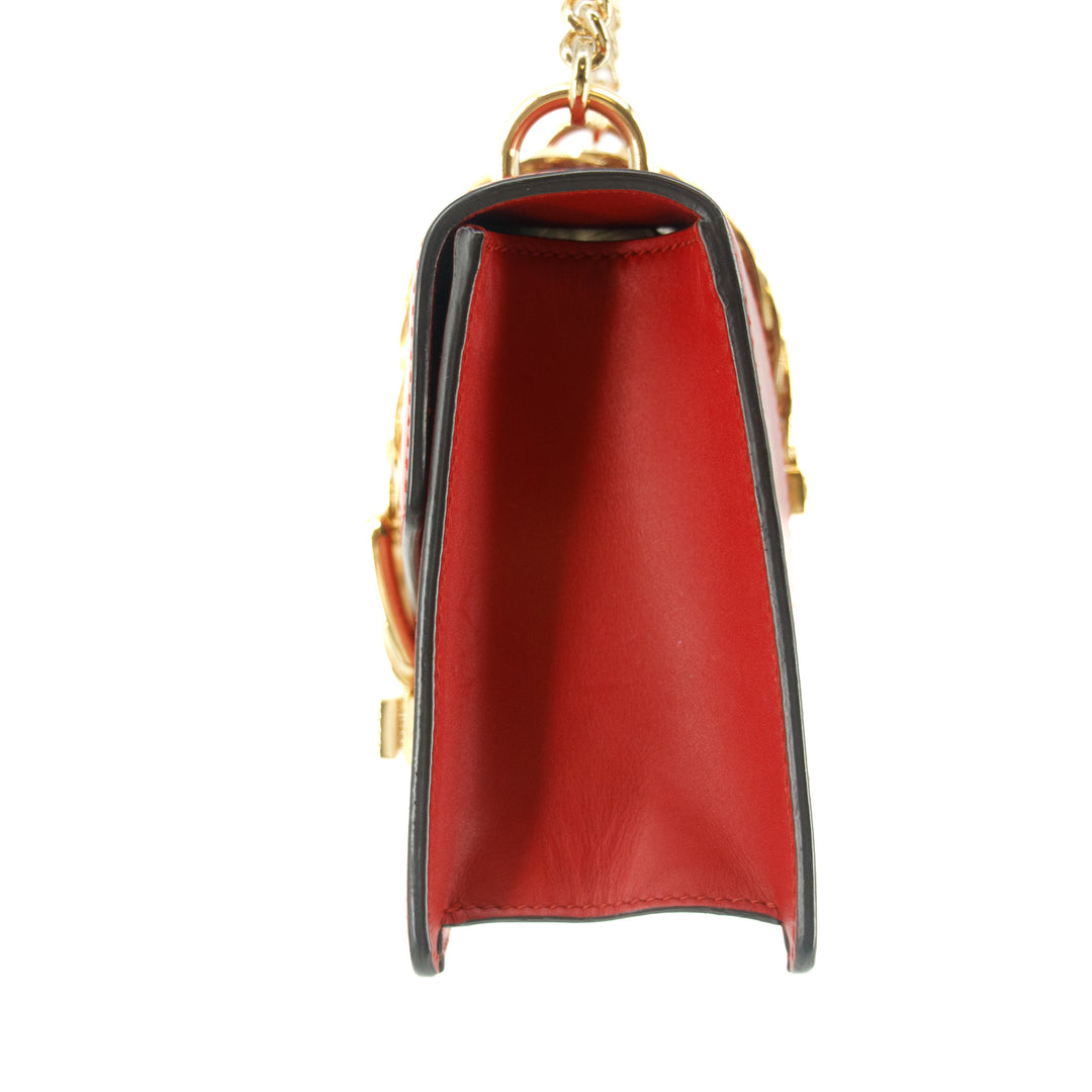 Gucci Sylvie Web Leather Red Chain Shoulder Bag  #5295