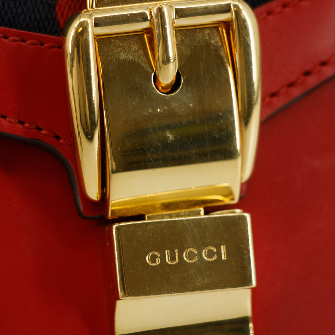 Gucci Sylvie Web Leather Red Chain Shoulder Bag  #5295