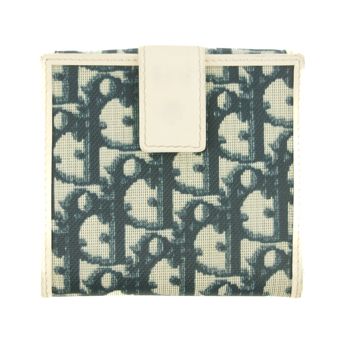 Christina Dior Trotter Canvas/Patent Leather Navy Compact Wallet #5300