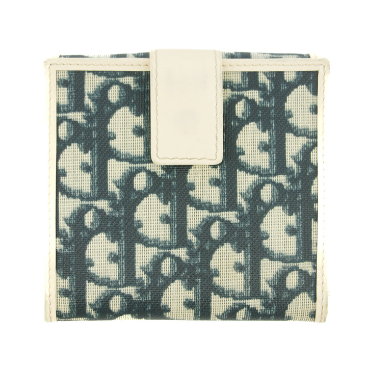 Christina Dior Trotter Canvas/Patent Leather Navy Compact Wallet #5300