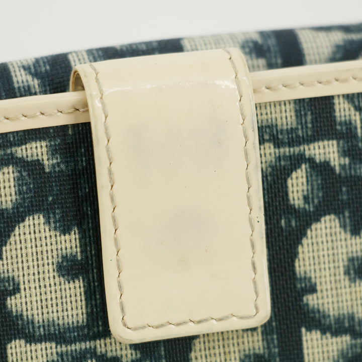 Christina Dior Trotter Canvas/Patent Leather Navy Compact Wallet #5300