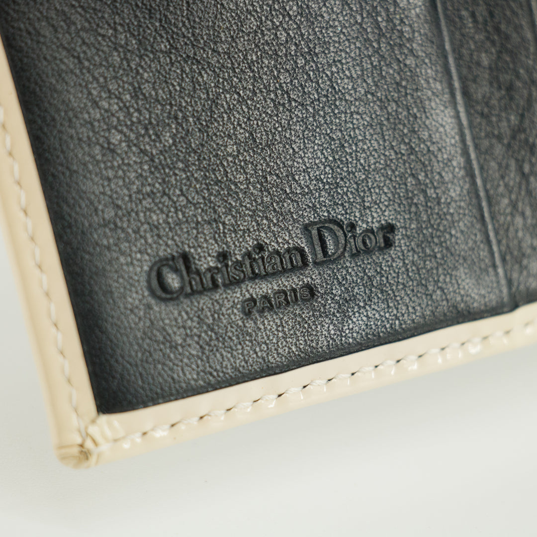 Christina Dior Trotter Canvas/Patent Leather Navy Compact Wallet #5300