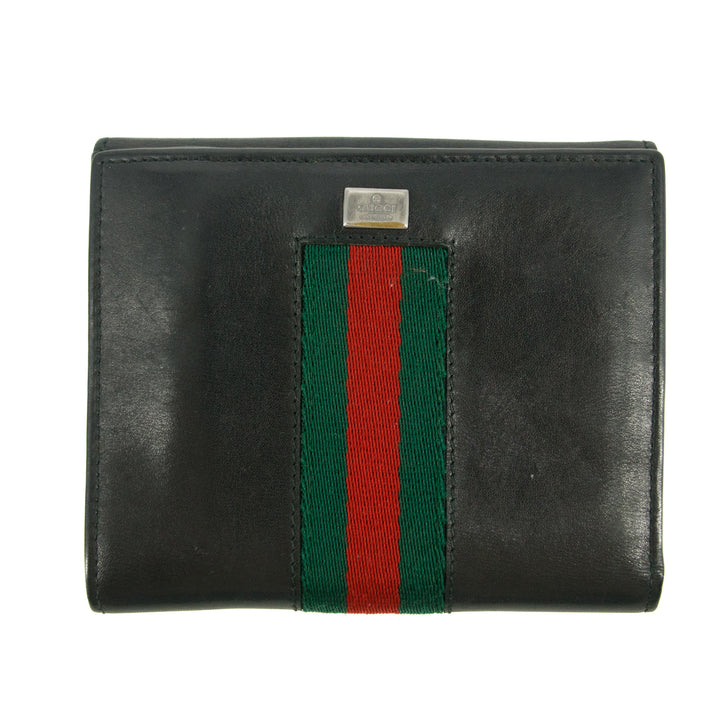 Gucci Sherry Web Black Leather Bifold Wallet #5301